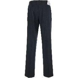 Gray Pants with Belt Loops and Front Pleats in Wool Blend for Men