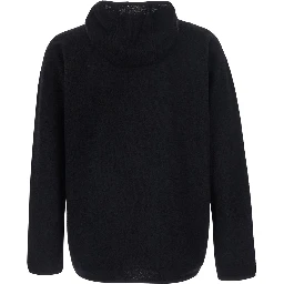 High-neck Pullover with Long Sleeves in Black Tech Fabric for Men