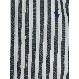 green Shirt with Pony logo on the front and striped Motif in cotton Boy