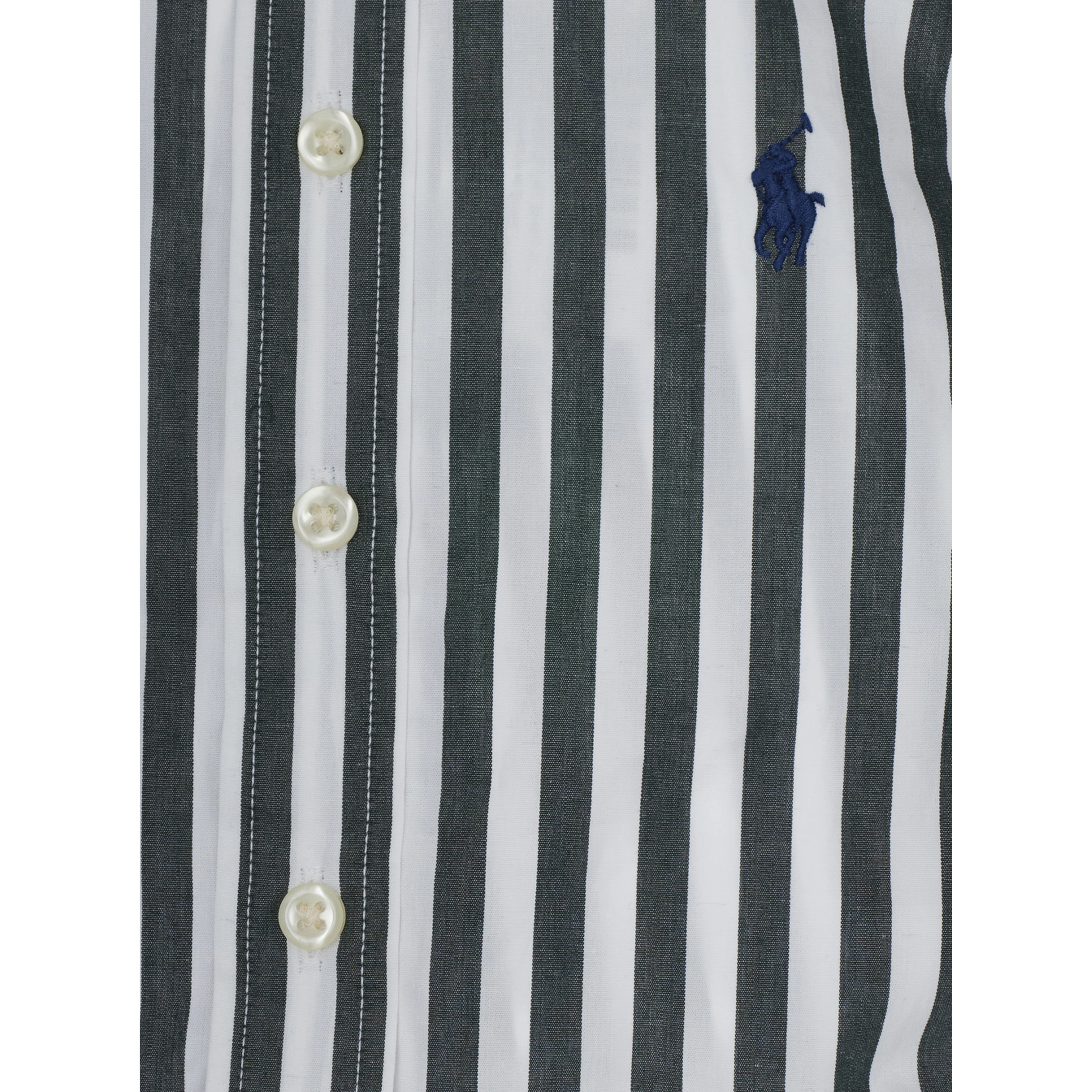 green Shirt with Pony logo on the front and striped Motif in cotton Boy