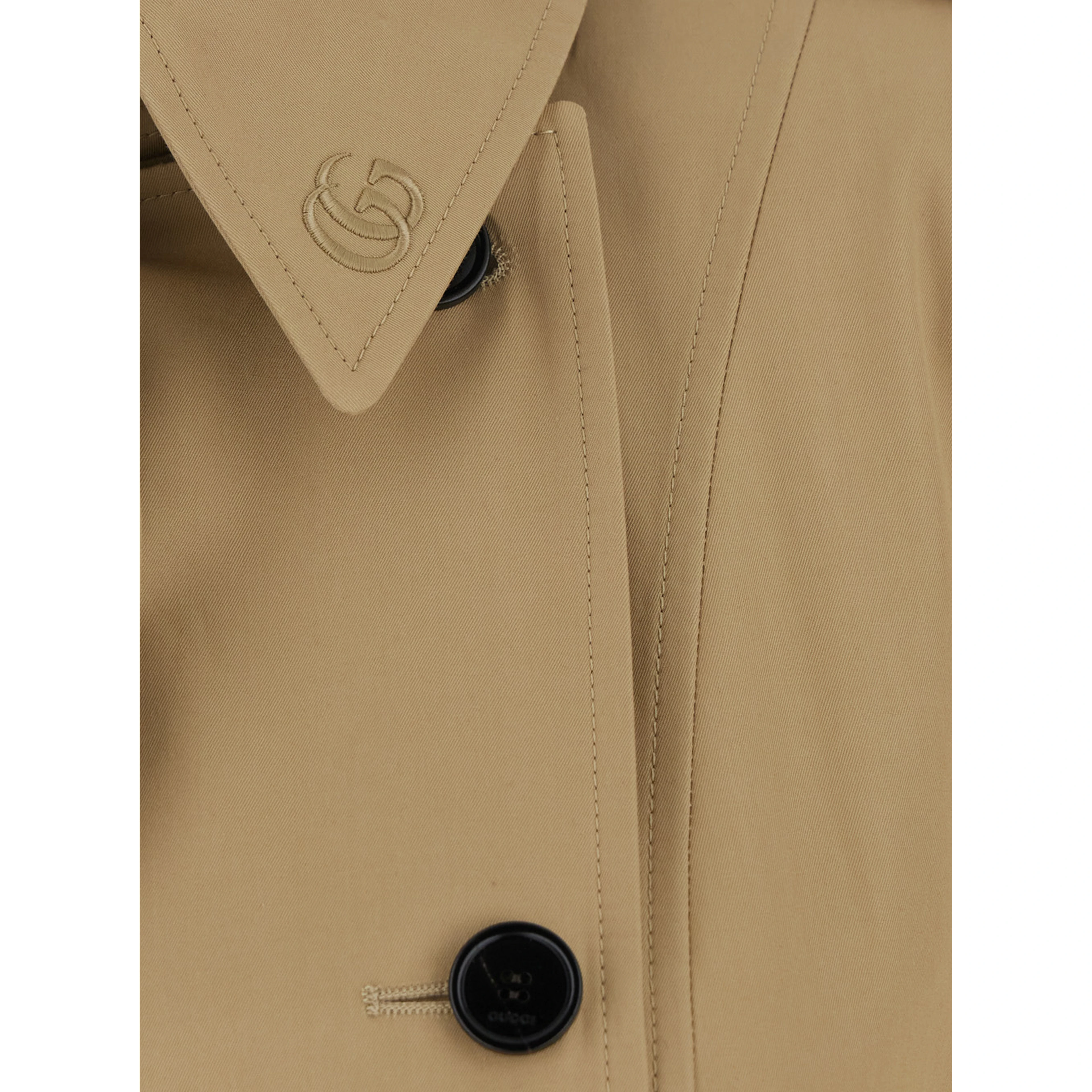 Beige Trench Coat with Adjustable Belt at the Front in Cotton for Women