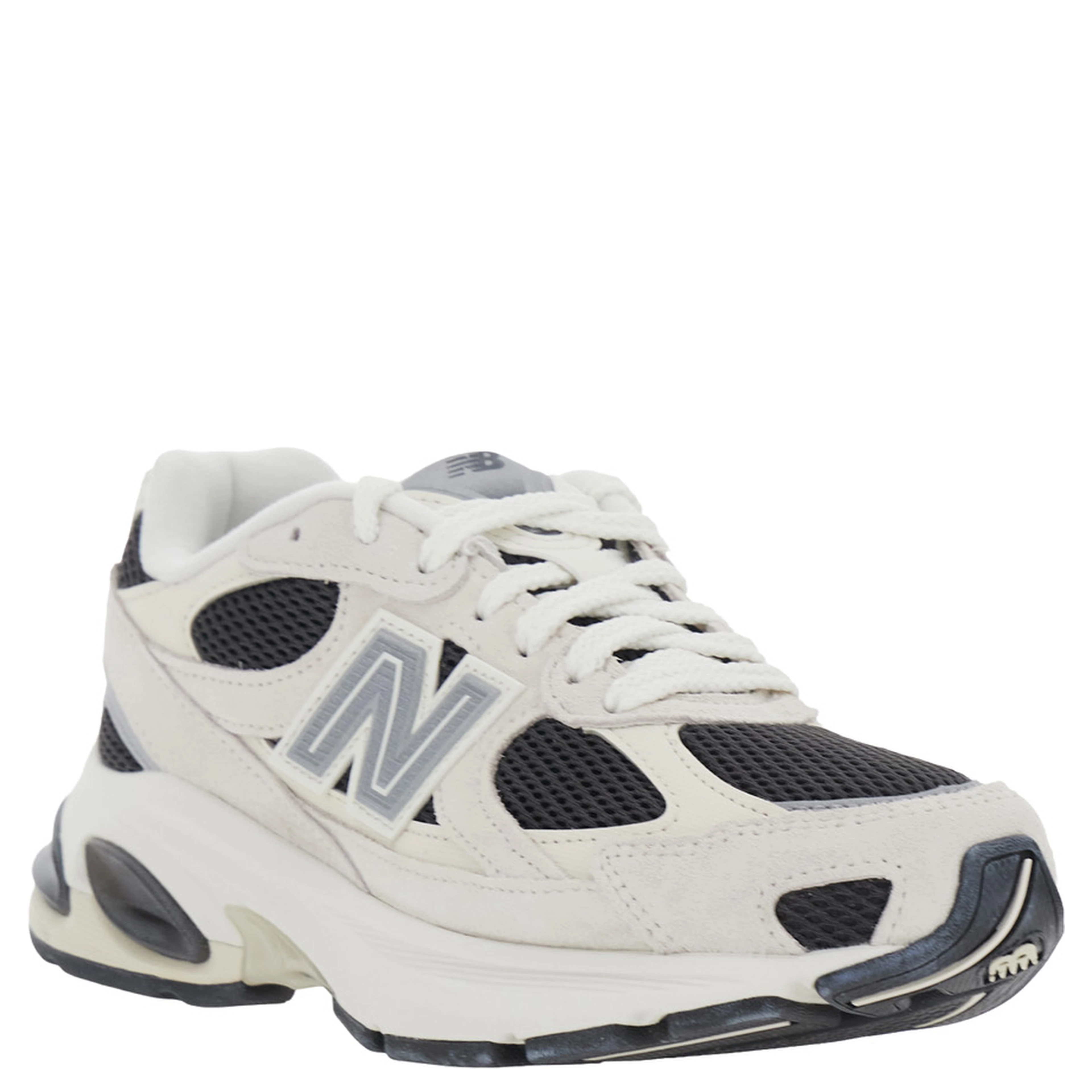 U2010 Beige Low Top Sneakers with Logo Patch on the Side in Leather and Fabric Unisex