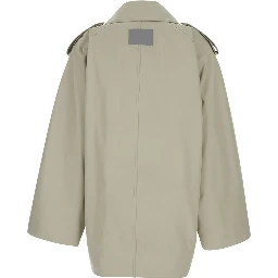 Beige Oversized Trench with Wide Collar and Button Cuffs in Cotton for Women
