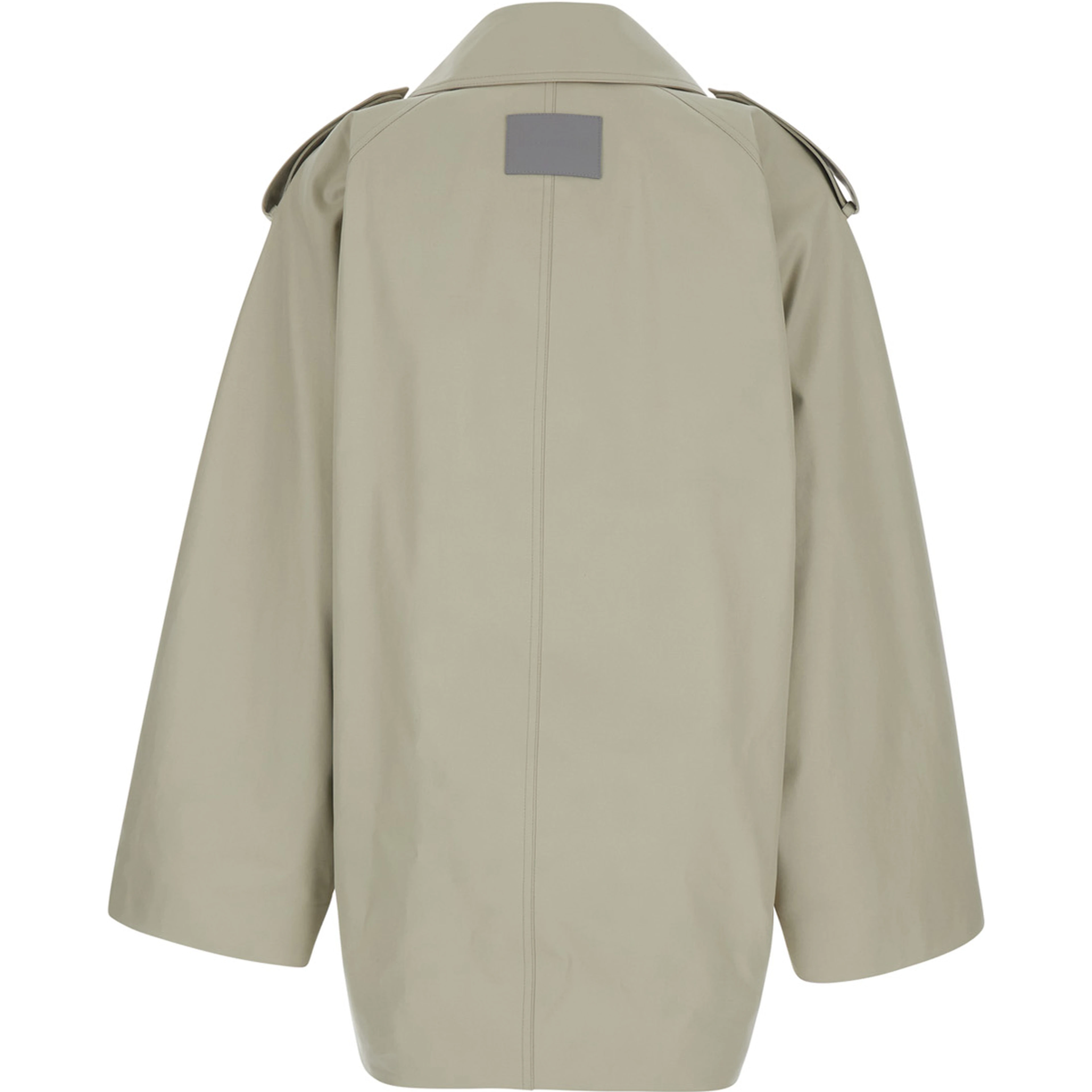 Beige Oversized Trench with Wide Collar and Button Cuffs in Cotton for Women