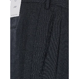 Gray Pants with Belt Loops and Front Pleats in Wool Blend for Men