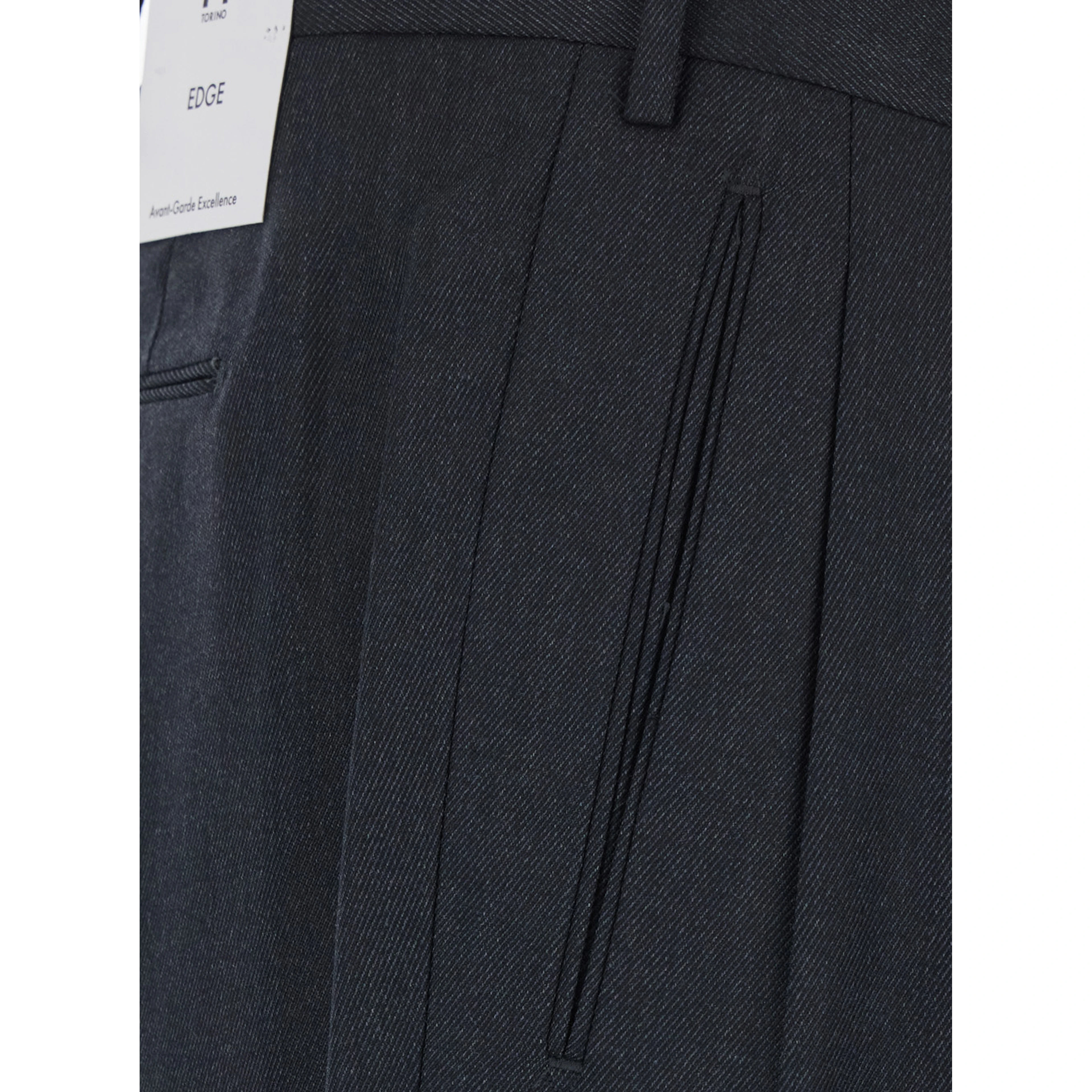 Gray Pants with Belt Loops and Front Pleats in Wool Blend for Men