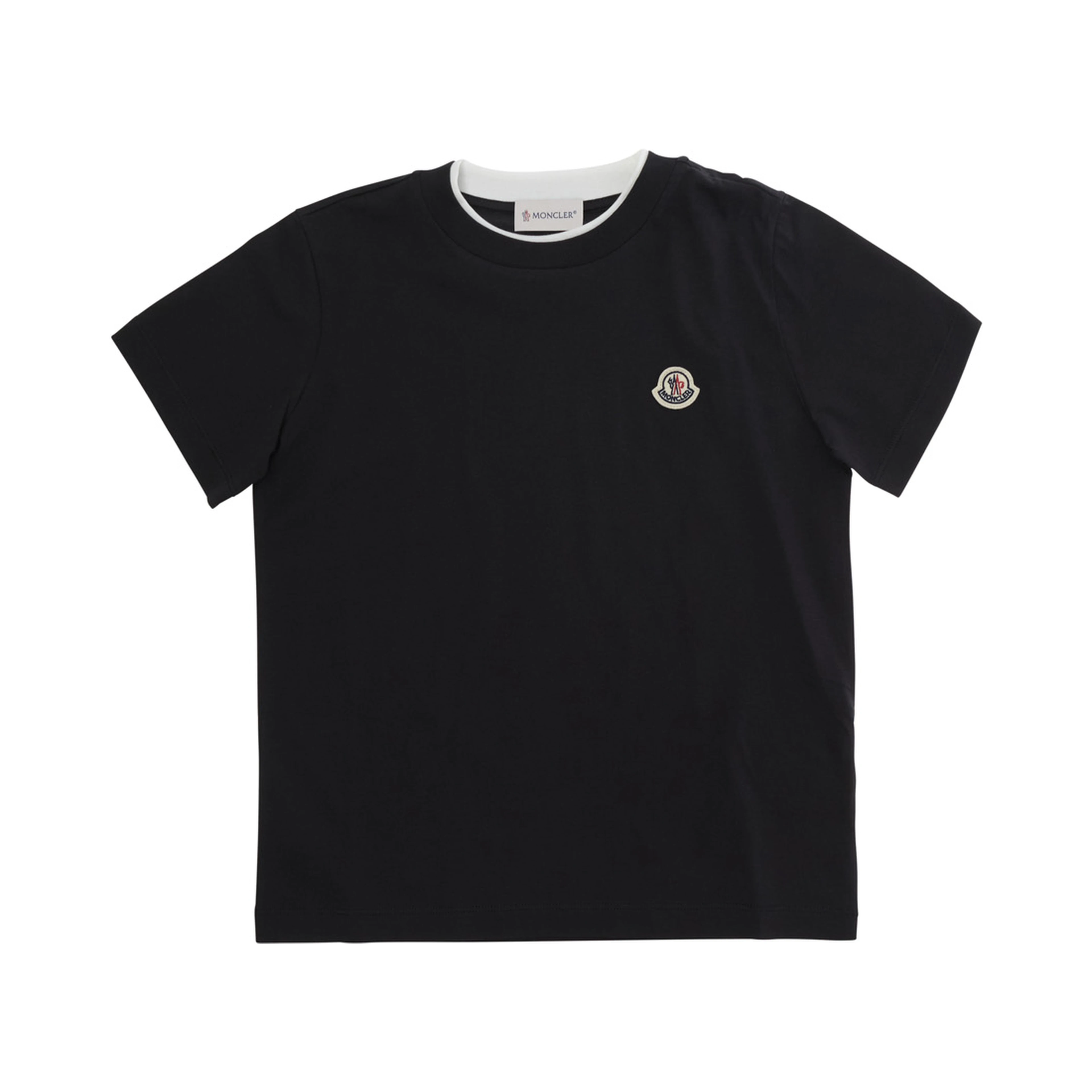 Black T-shirt with Logo and Patch in Cotton Boy