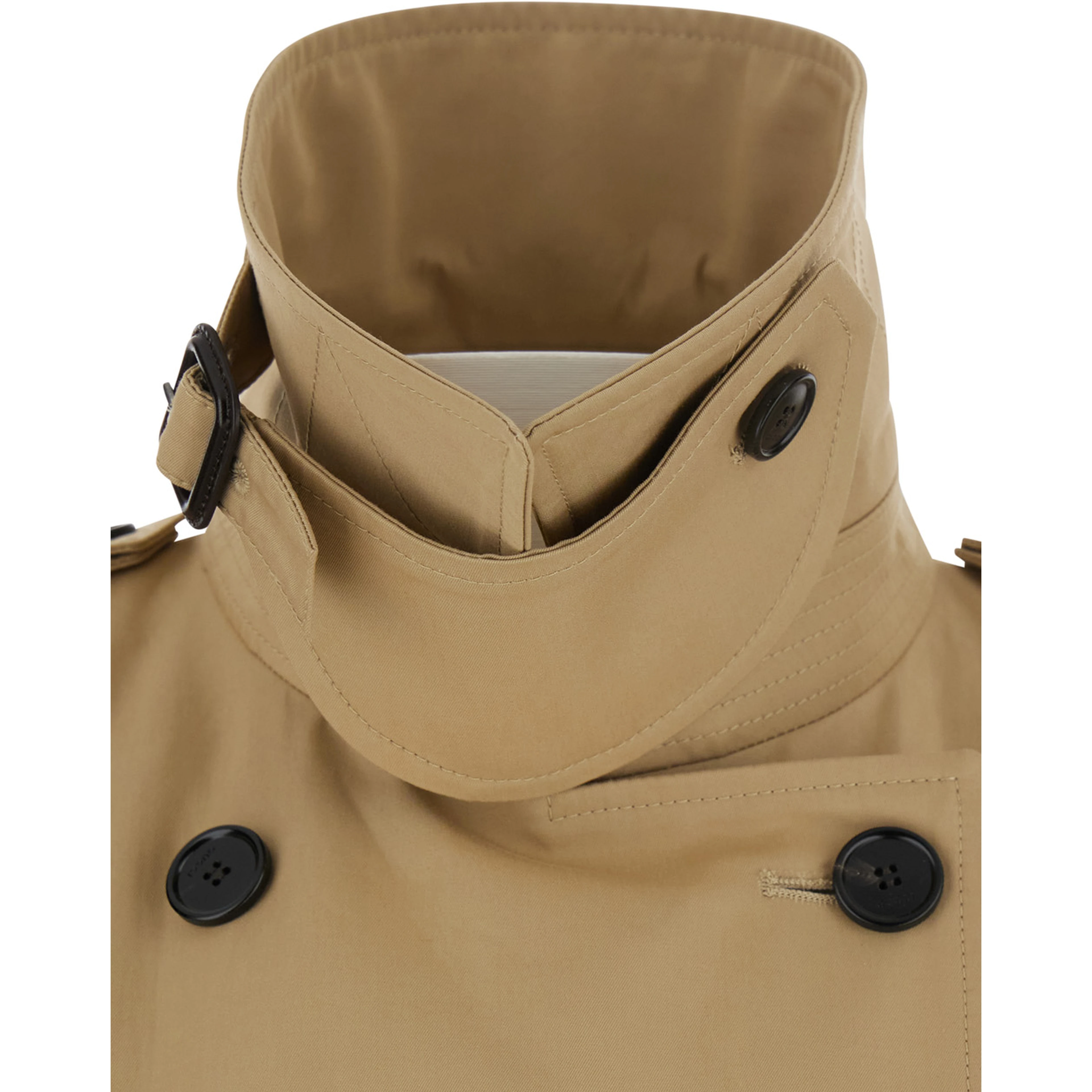 Beige Trench Coat with Adjustable Belt at the Front in Cotton for Women