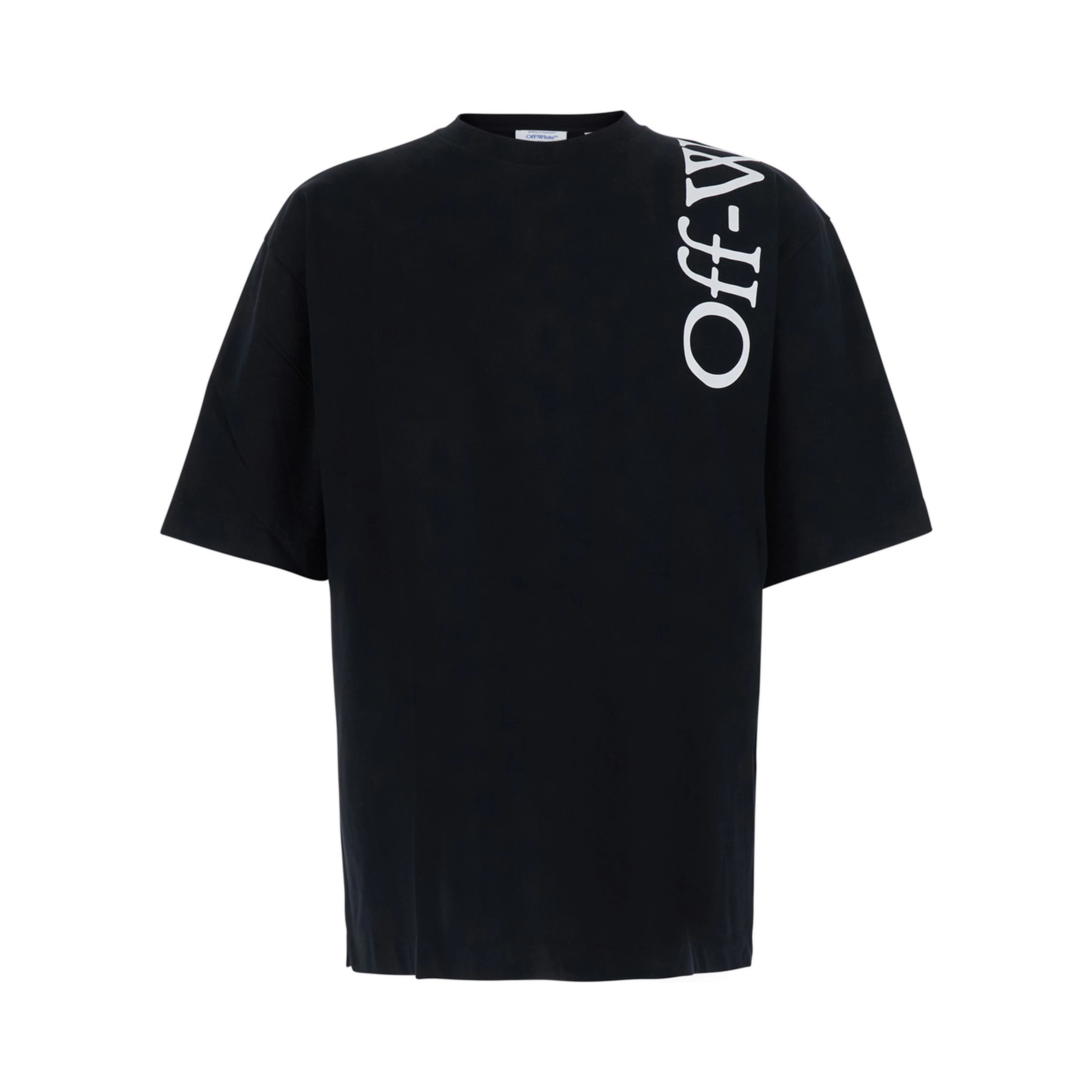 Black Crew Neck T-Shirt with Logo Lettering in Cotton for Men