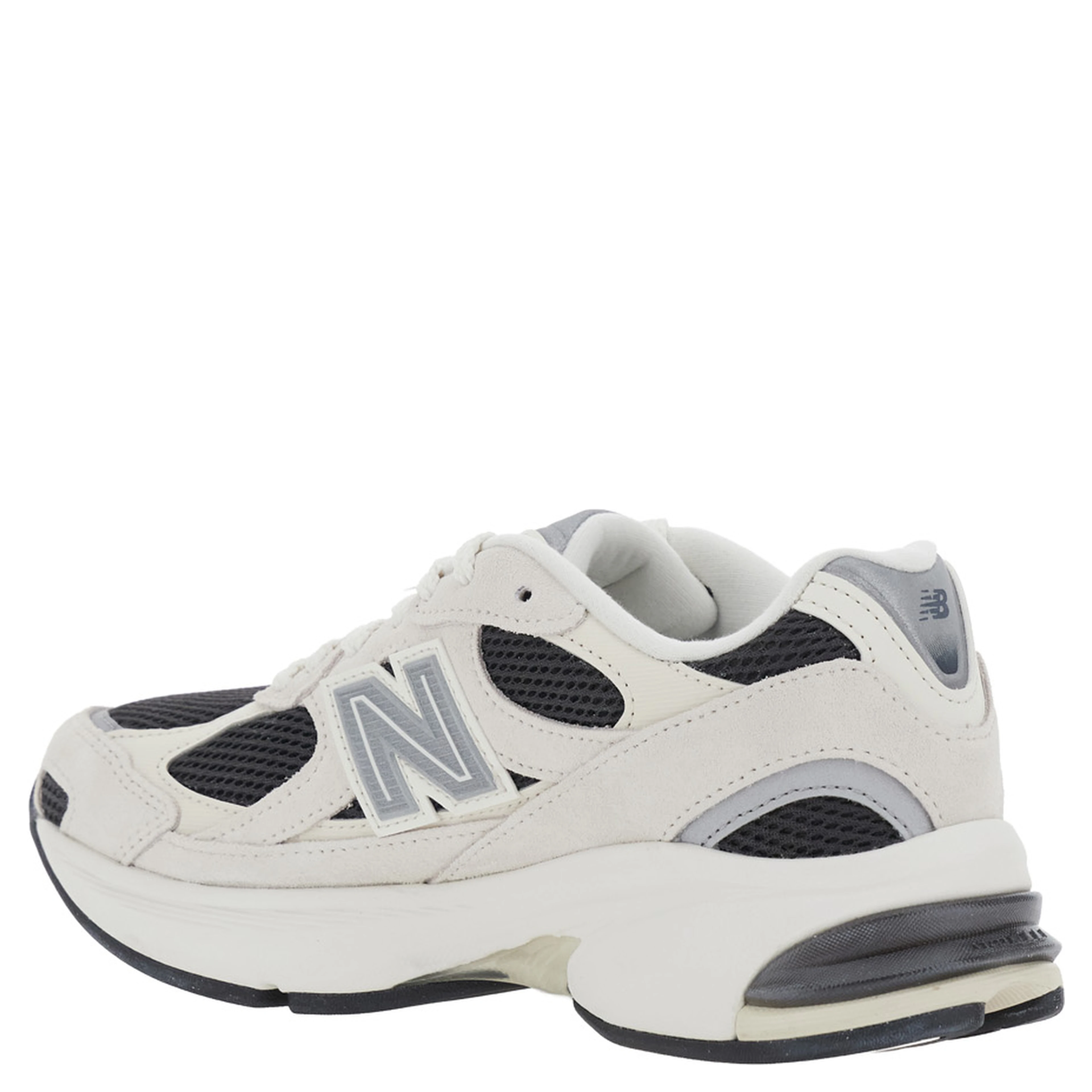 U2010 Beige Low Top Sneakers with Logo Patch on the Side in Leather and Fabric Unisex