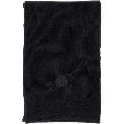 black Scarf with logo patch on the front in wool for men