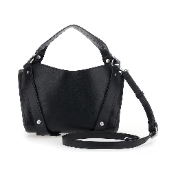 D-One Black Shoulder bag with logo on the front and decorative straps with buckles in leather for women