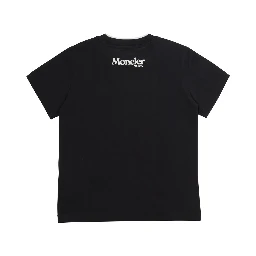 Black T-shirt with Logo and Patch in Cotton Boy