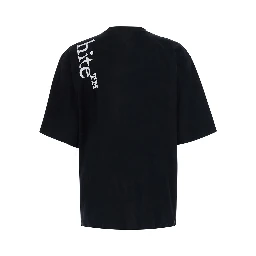 Black Crew Neck T-Shirt with Logo Lettering in Cotton for Men