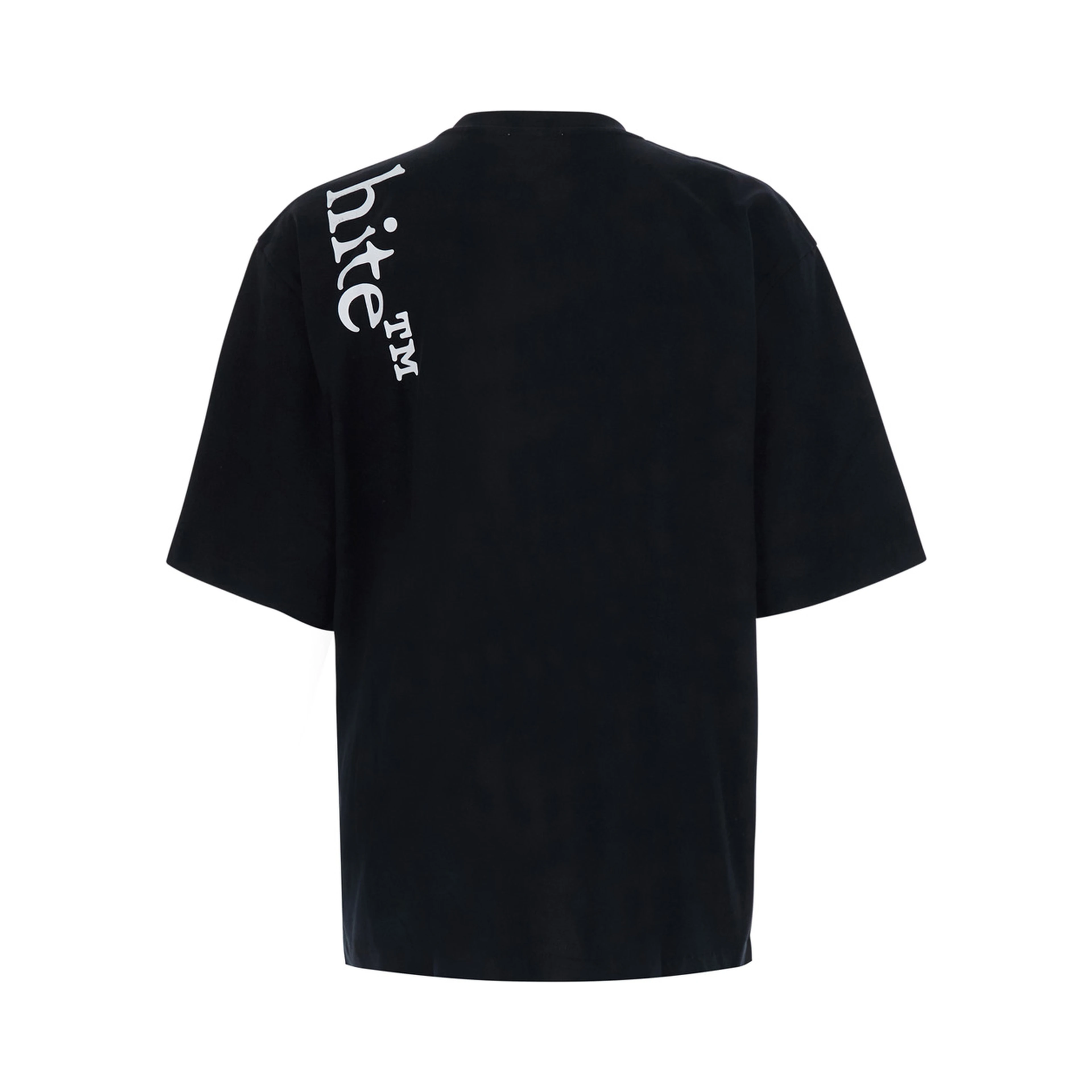 Black Crew Neck T-Shirt with Logo Lettering in Cotton for Men