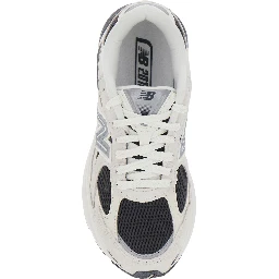 U2010 Beige Low Top Sneakers with Logo Patch on the Side in Leather and Fabric Unisex