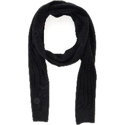 black Scarf with logo patch on the front in wool for men