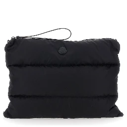 Laptop Bag Caradoc with Wrist Strap and Logo Patch on the Front in Black Tech Fabric for Men