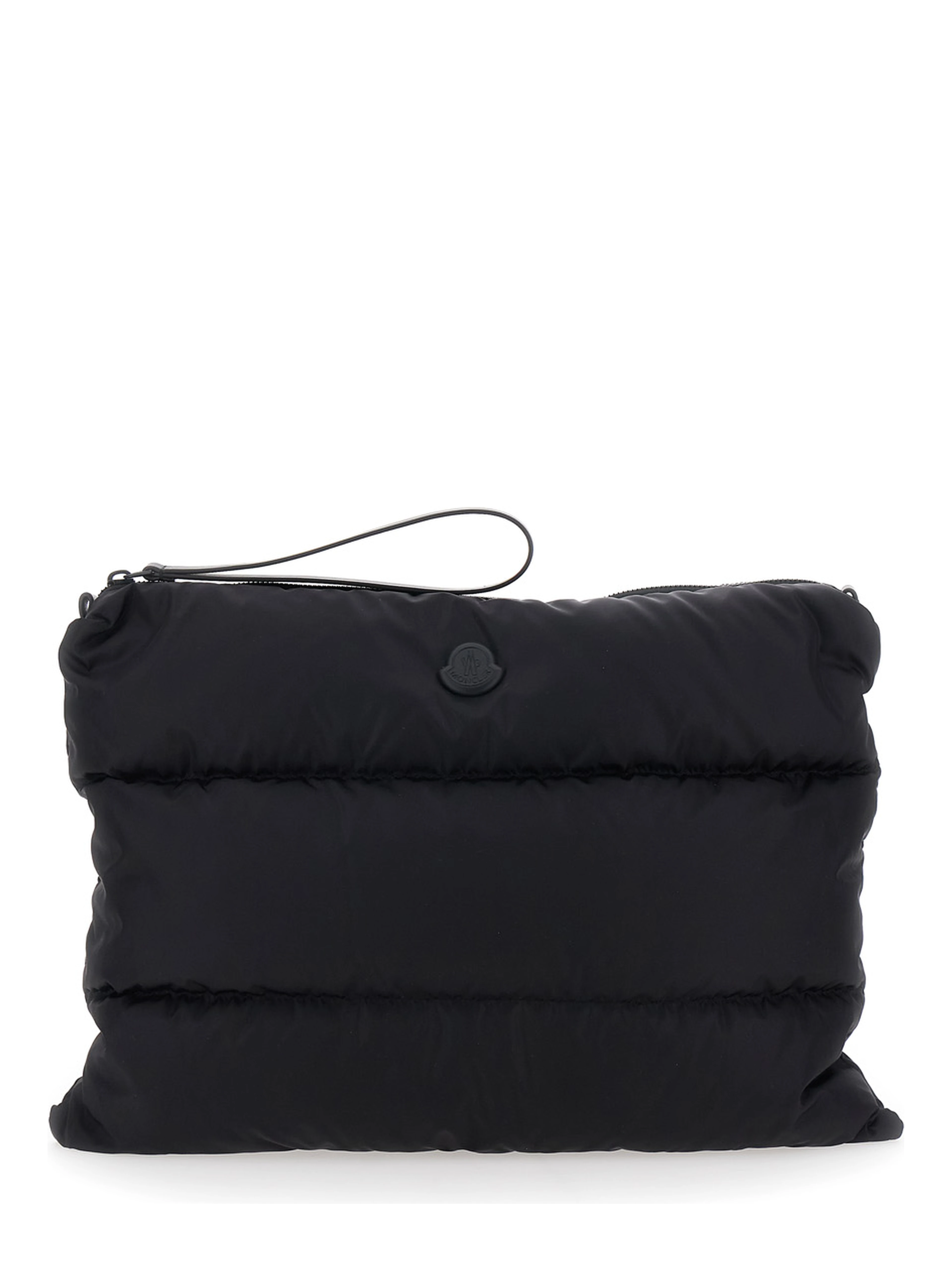 Laptop Bag Caradoc with Wrist Strap and Logo Patch on the Front in Black Tech Fabric for Men