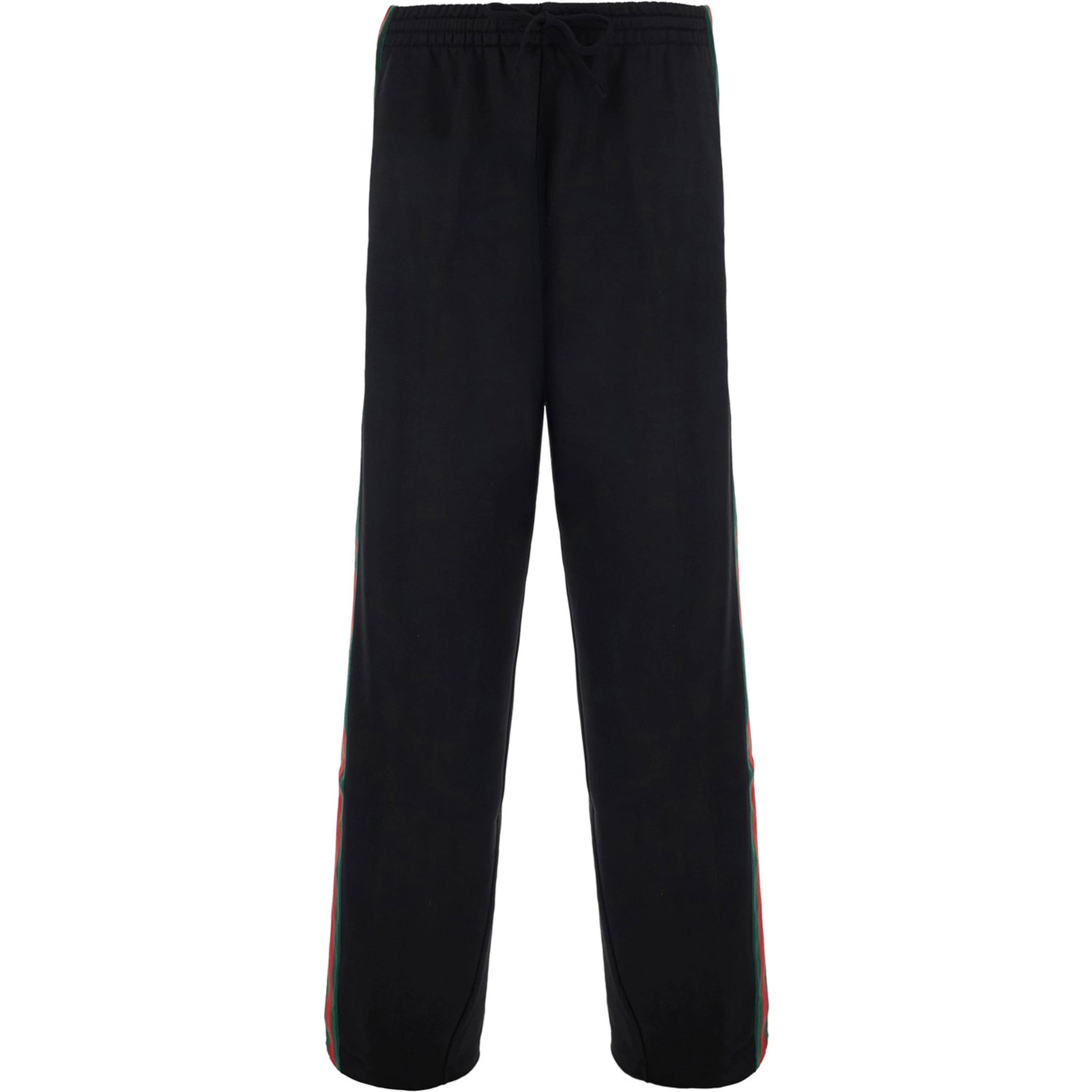 Black pants with elasticated drawstring waist and Web detail on the side in cotton and silk for men