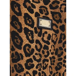 brown T-shirt with all-over animalier print in fabric for men