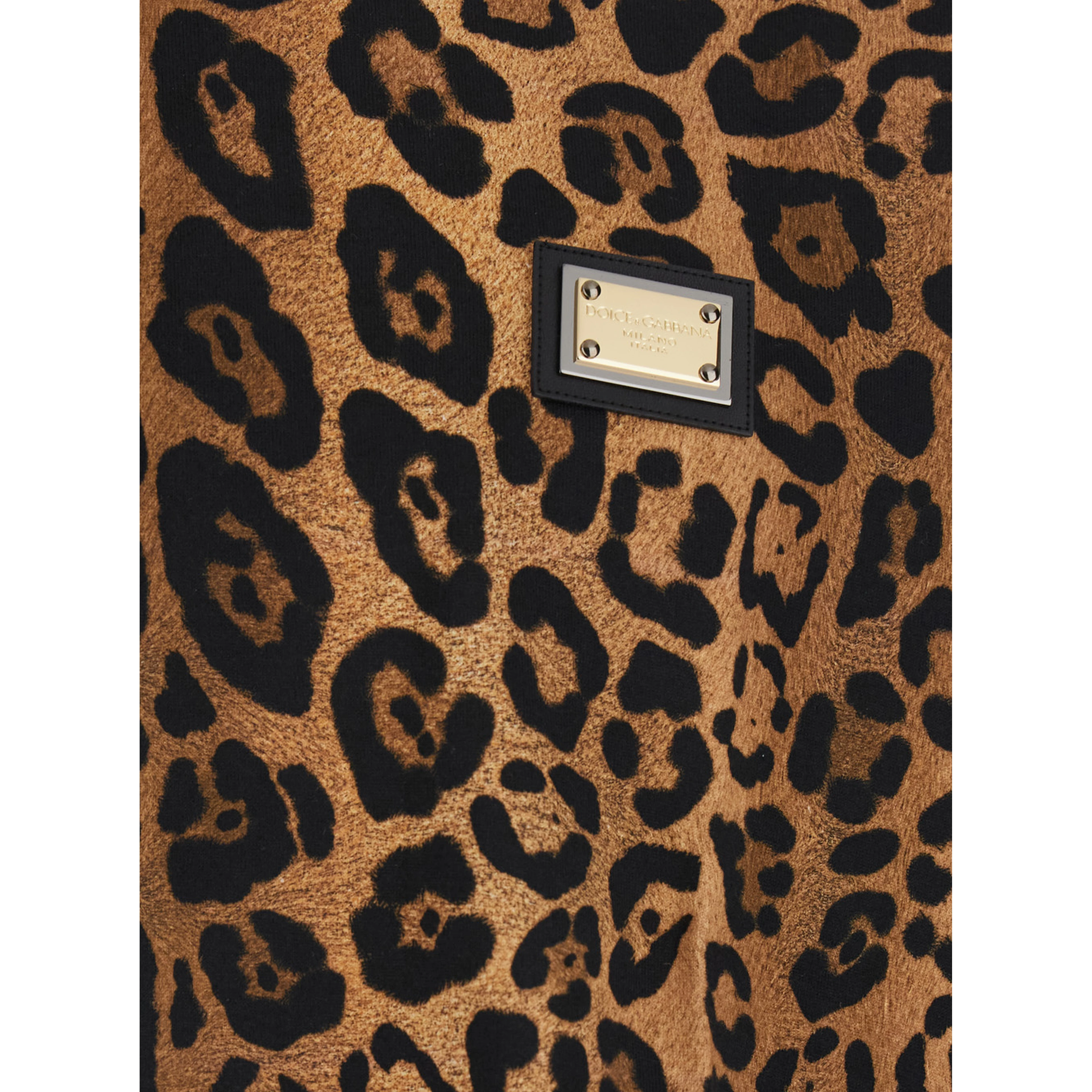 brown T-shirt with all-over animalier print in fabric for men