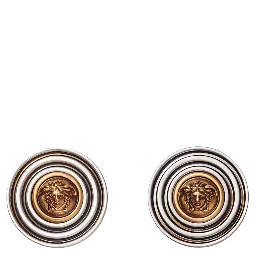 Metallic Earrings with round design and  Medusa head  in metal for men