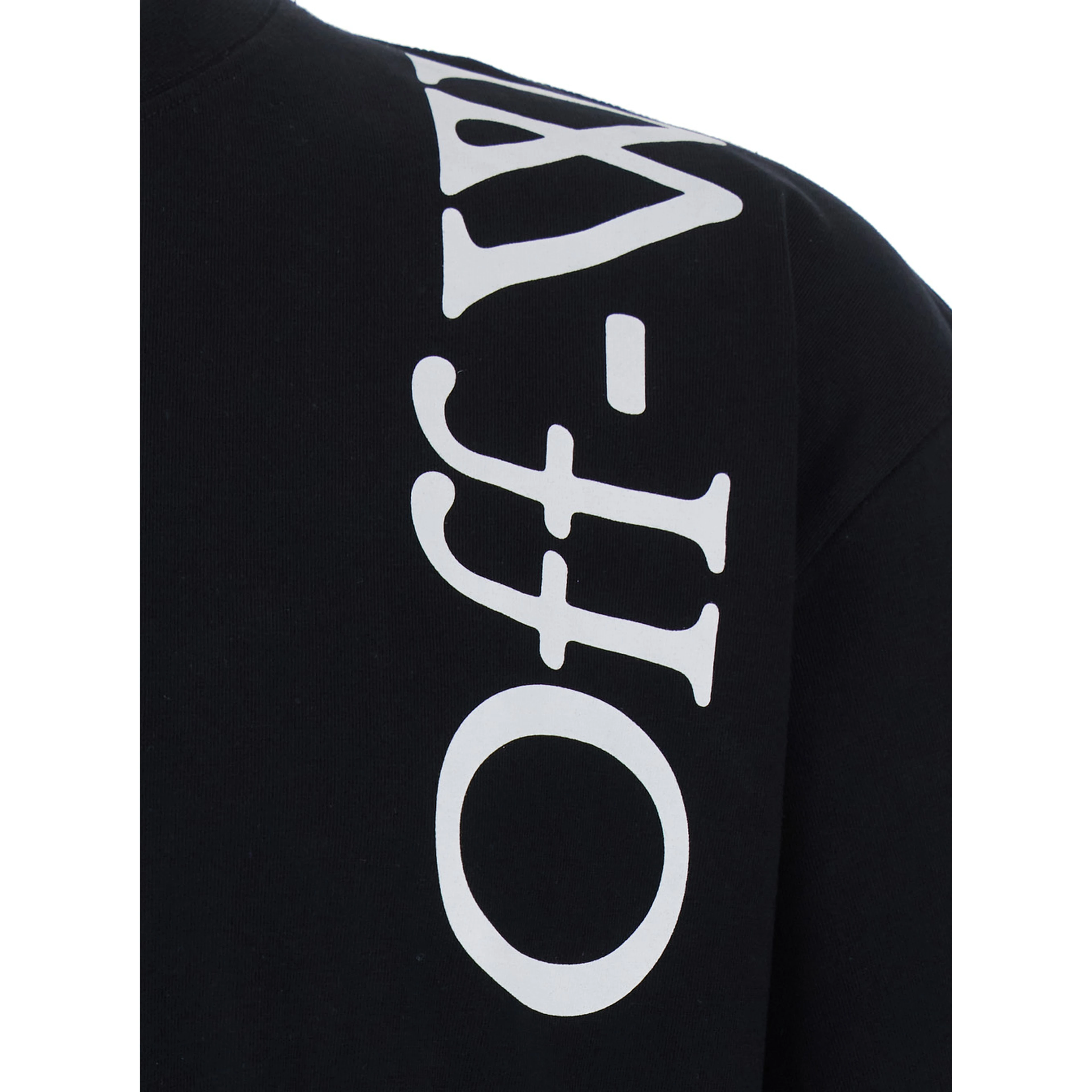 Black Crew Neck T-Shirt with Logo Lettering in Cotton for Men
