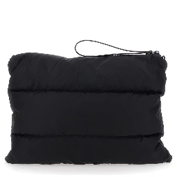 Laptop Bag Caradoc with Wrist Strap and Logo Patch on the Front in Black Tech Fabric for Men