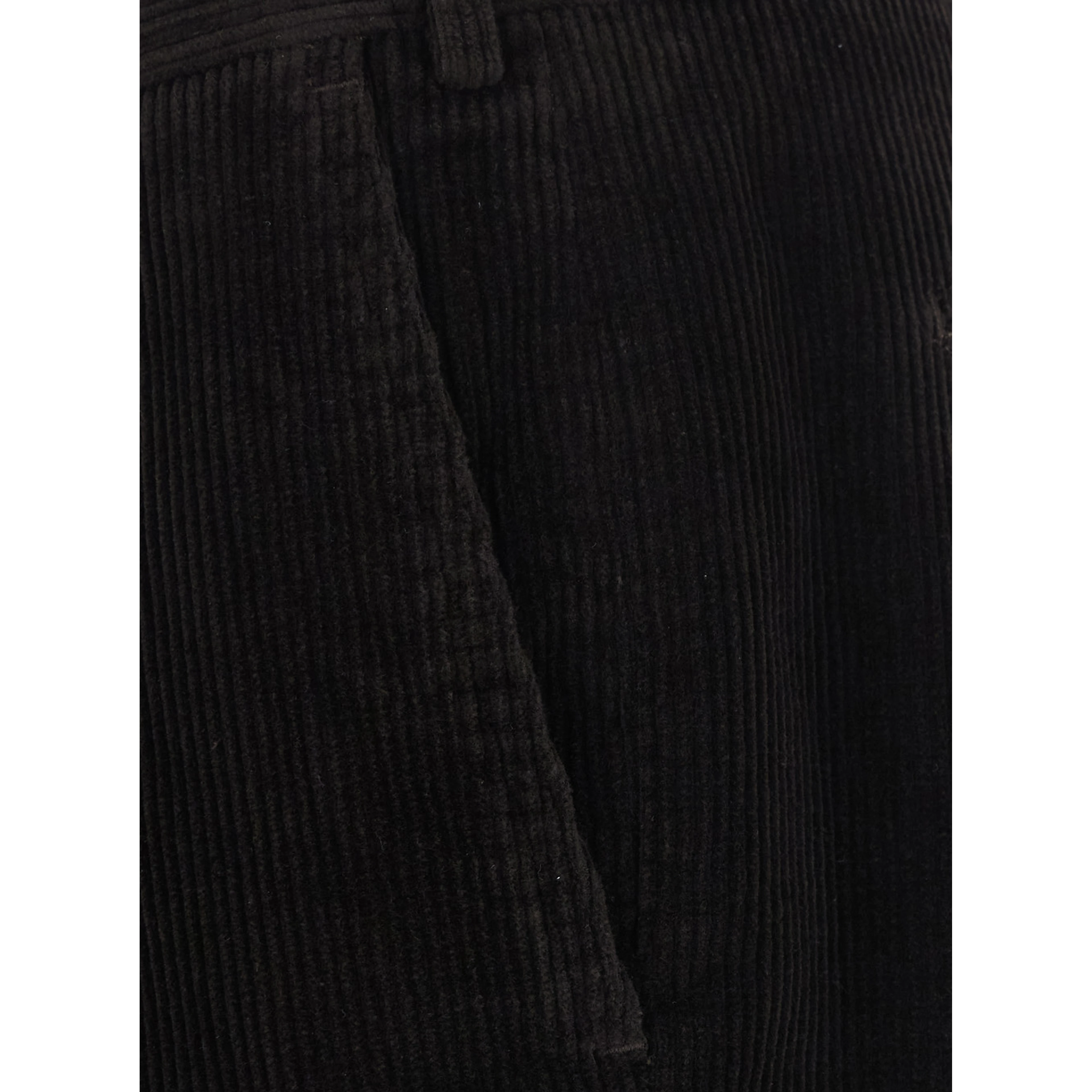Dark Brown Chino Pants with Front Pleats and Logo Patch on the Back in Velvet for Men