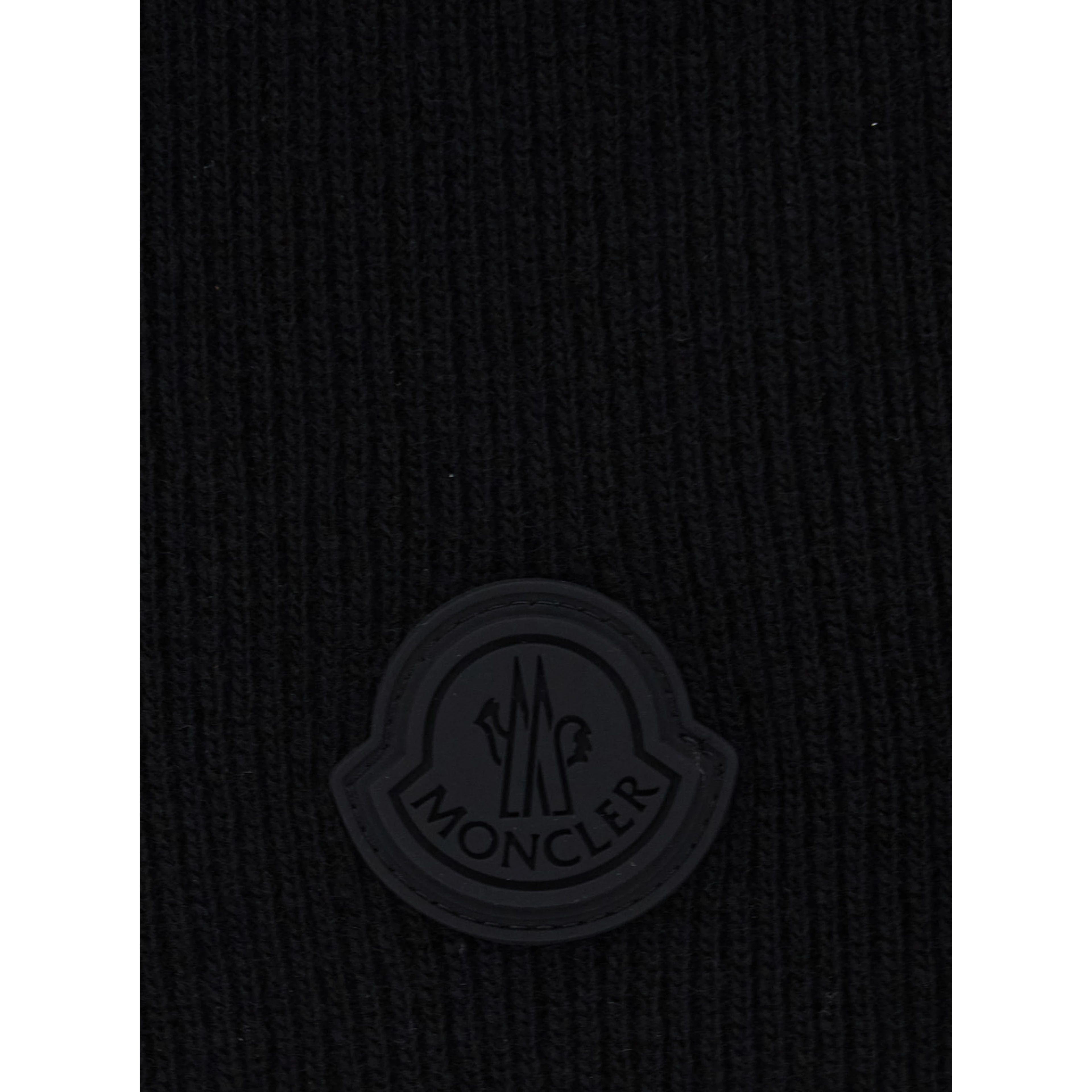 black Scarf with logo patch on the front in wool for men