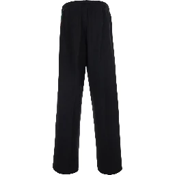 Black pants with elasticated drawstring waist and Web detail on the side in cotton and silk for men