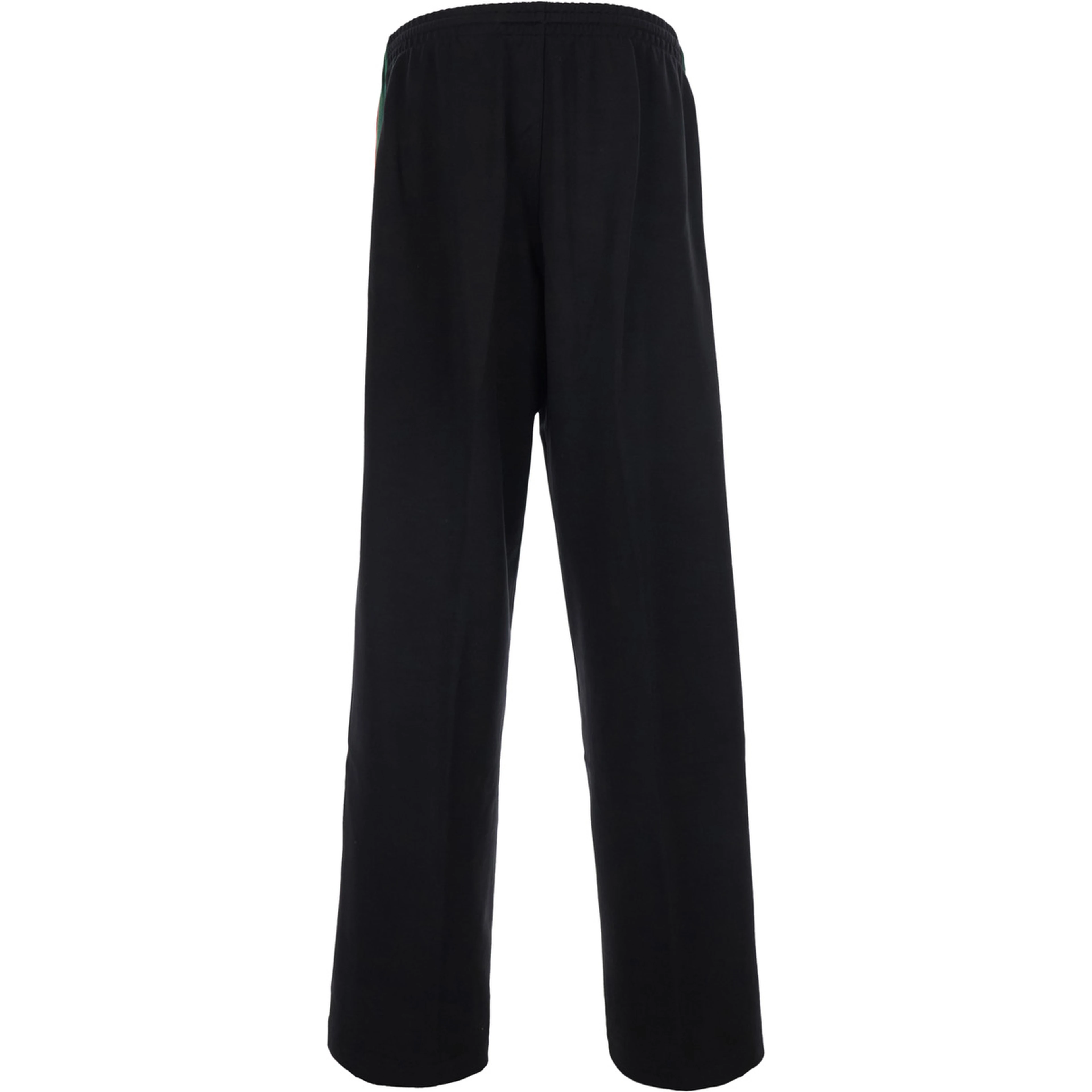 Black pants with elasticated drawstring waist and Web detail on the side in cotton and silk for men