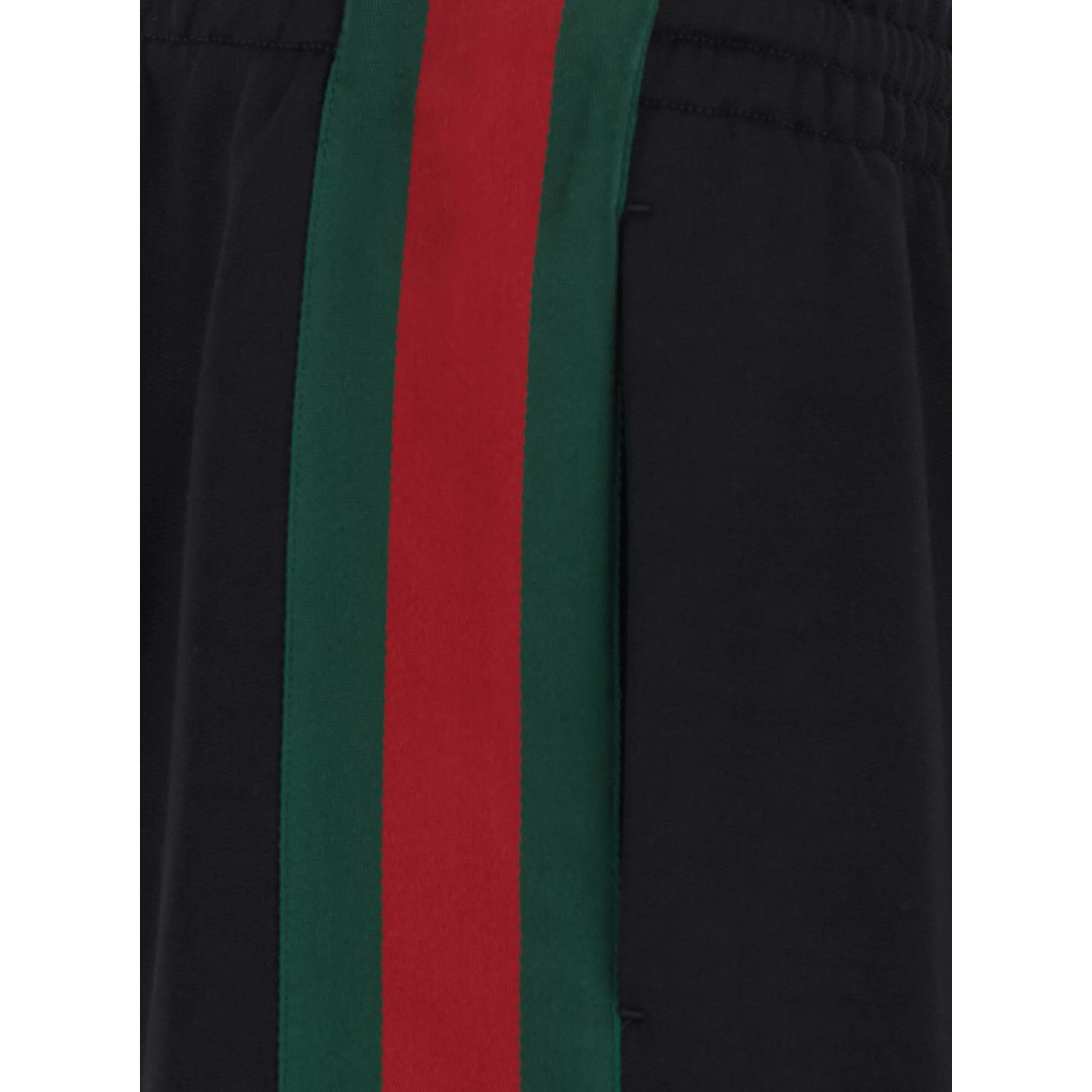 Black pants with elasticated drawstring waist and Web detail on the side in cotton and silk for men