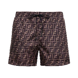 FF Fabric Brown Swim Shorts for Men