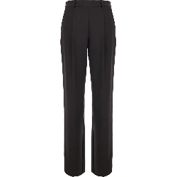Brown Pants with elasticated back waist in stretch viscose blend women