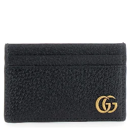 Cardholder GG Marmont with Gg Logo on the Front in Black Leather for Men