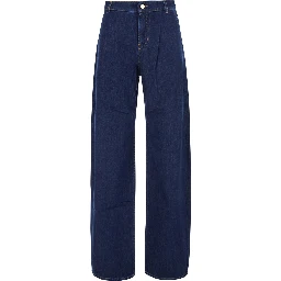 Conico Blue High-Waisted Jeans with Contrasting Stitching in Denim for Women