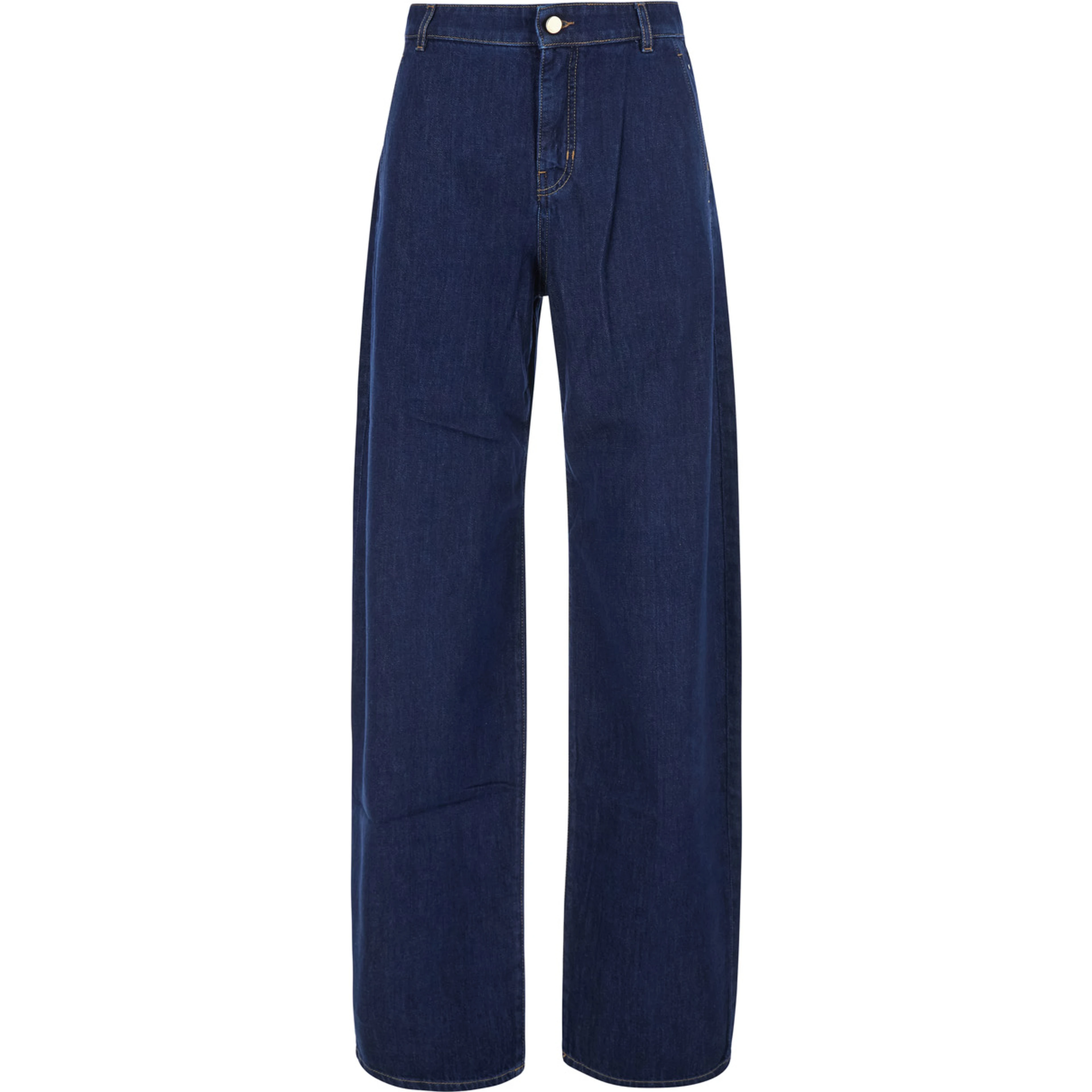 Conico Blue High-Waisted Jeans with Contrasting Stitching in Denim for Women