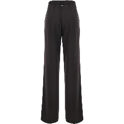 Brown Pants with elasticated back waist in stretch viscose blend women