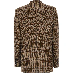 Berta Brown Single-Breasted Jacket with Peak Revers and All-Over Houndstooth Motif in Wool for Men