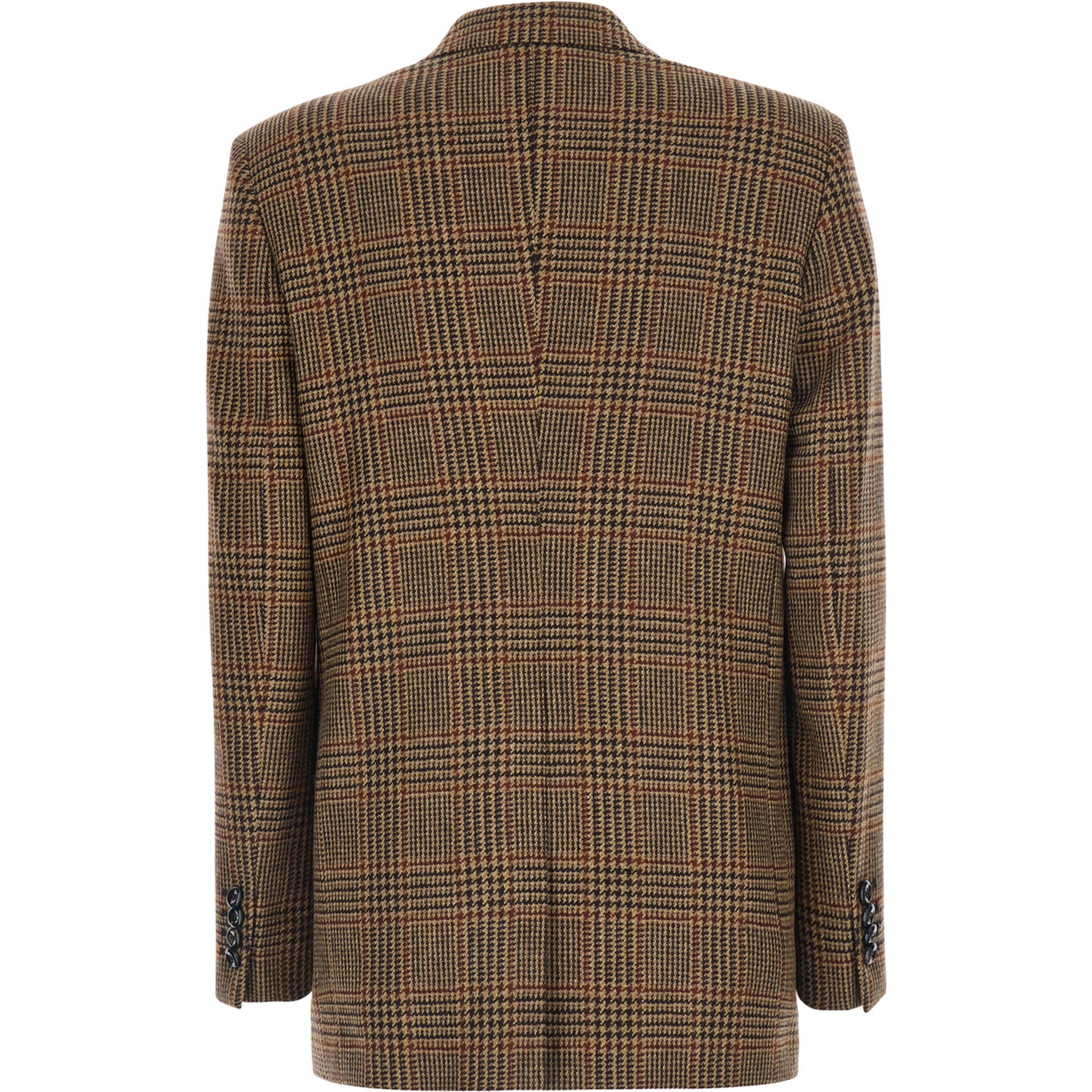 Berta Brown Single-Breasted Jacket with Peak Revers and All-Over Houndstooth Motif in Wool for Men