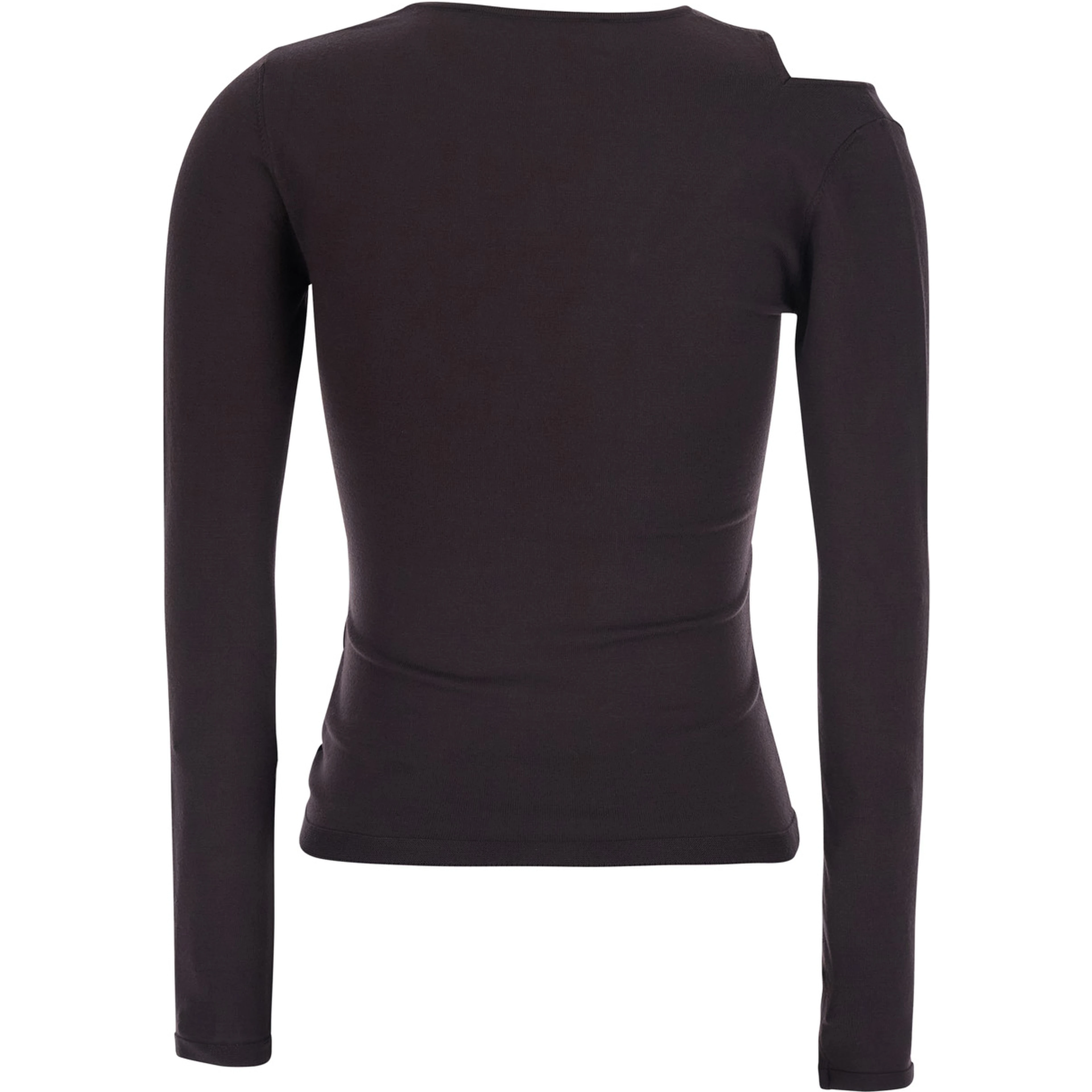 brown Top with cutout details and tie waist in viscose for women