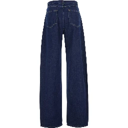 Conico Blue High-Waisted Jeans with Contrasting Stitching in Denim for Women