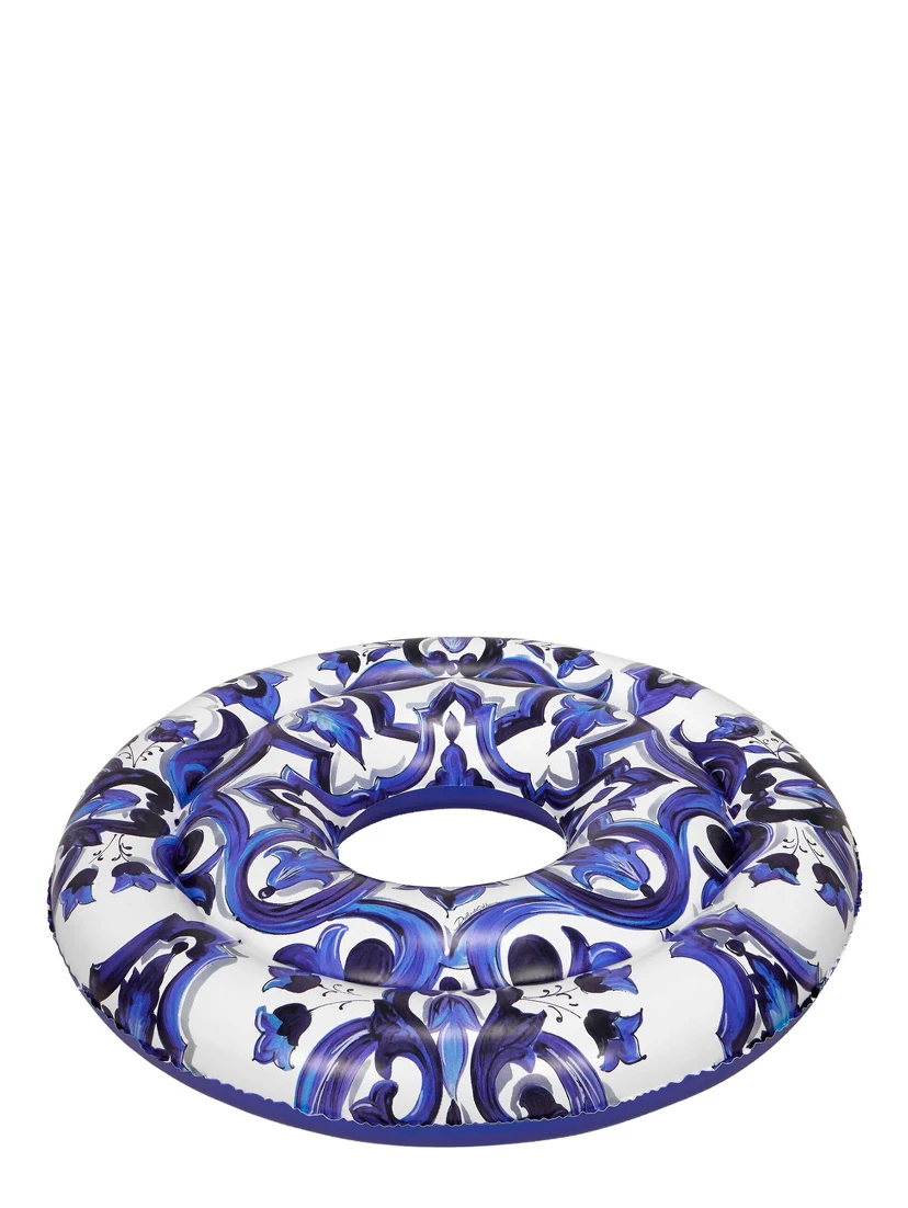 blue Inflatable with all-over majolica print in PVC