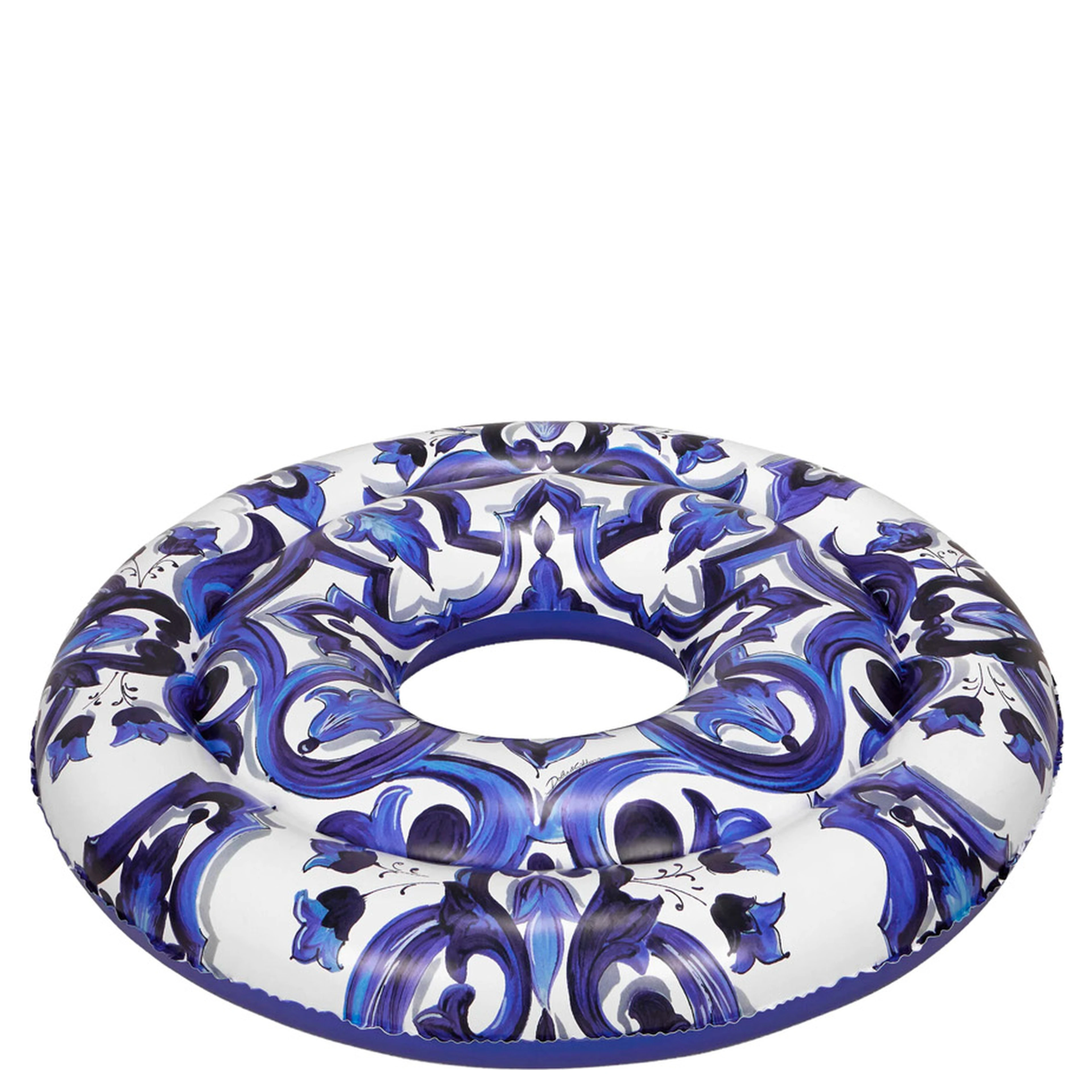 blue Inflatable with all-over majolica print in PVC