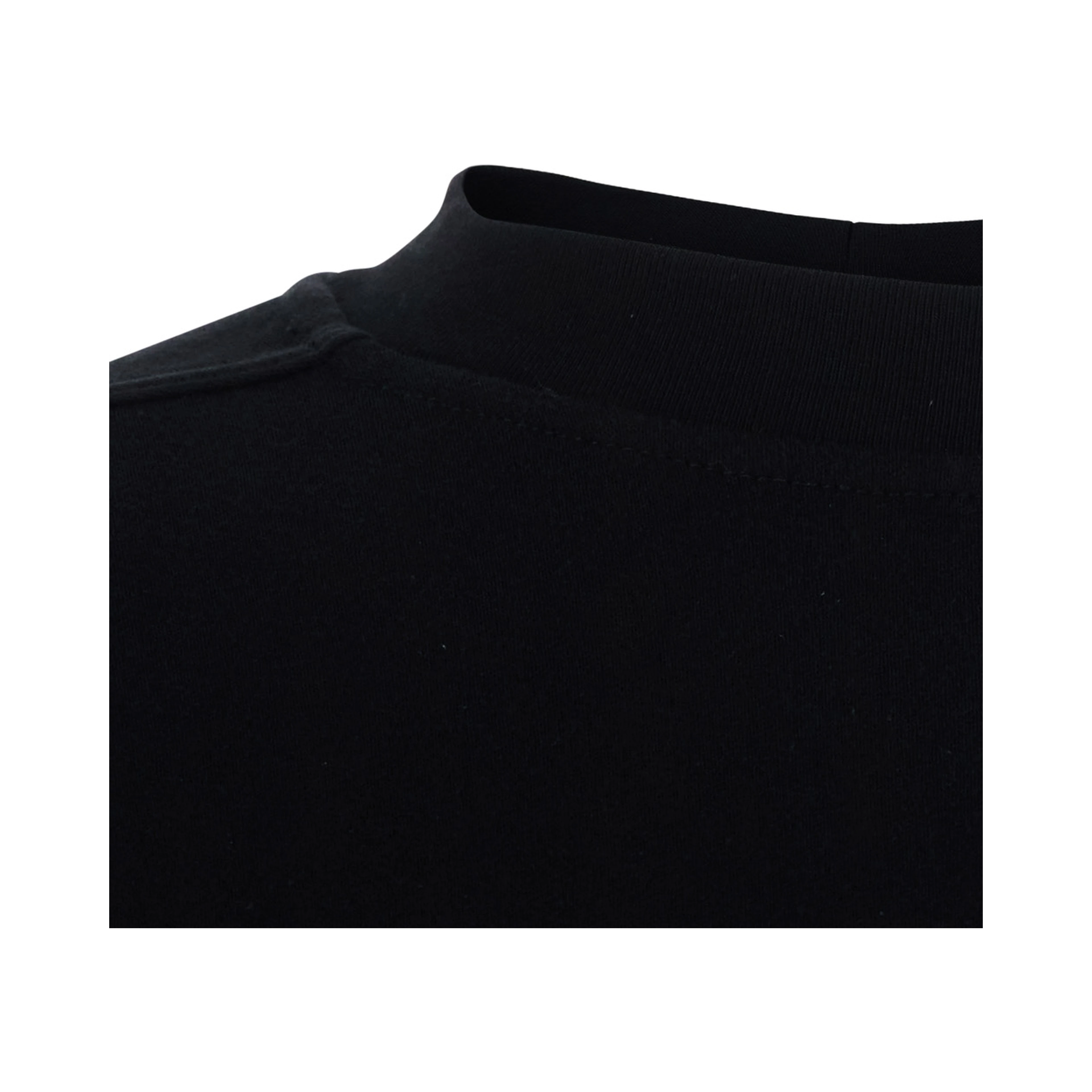 Jumbo Black T-shirt with ribbed crew neck and dropped shoulders in cotton for men