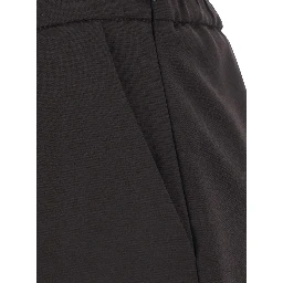 Brown Pants with elasticated back waist in stretch viscose blend women