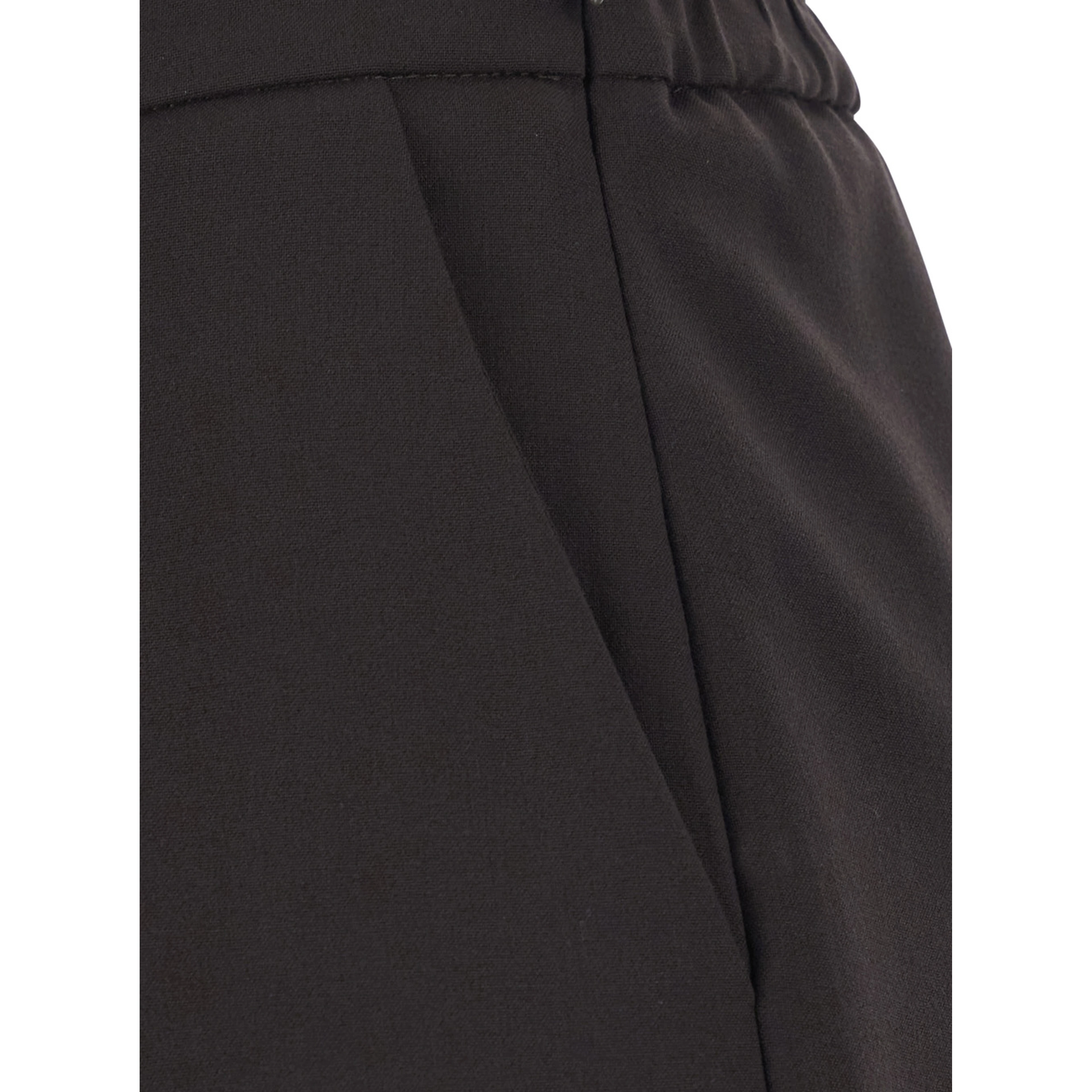 Brown Pants with elasticated back waist in stretch viscose blend women