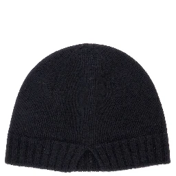 Blue Beanie with Logo lettering embroidery on the front in wool for men
